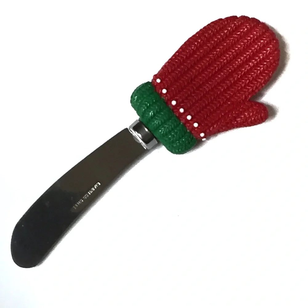 Small Wooden Cheese Cutting Board and Mitten Spreader DEI Nordic Sweater Pattern